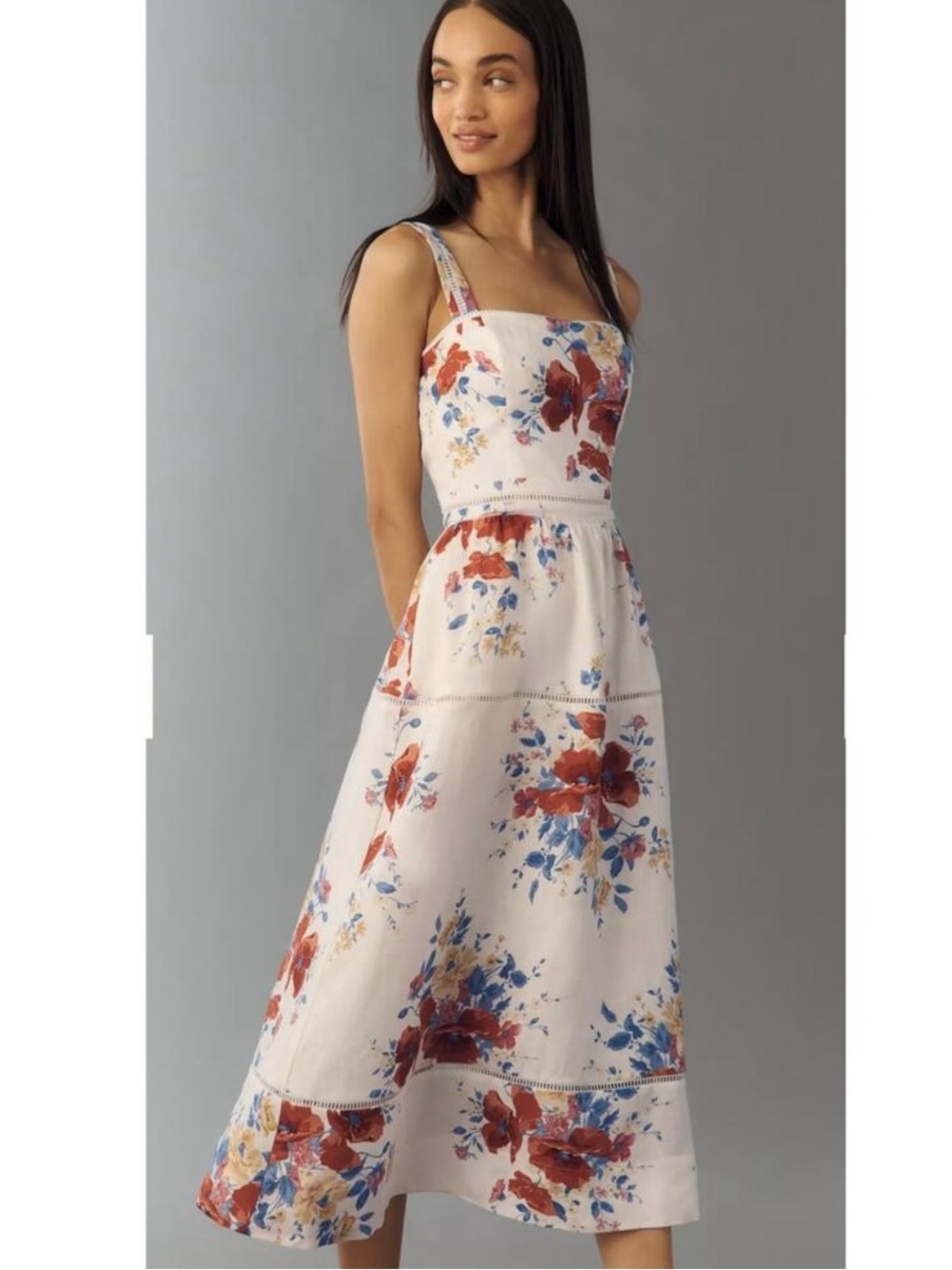Reformation Everett Floral Linen Midi Dress Size 8 new with tags attached NWT